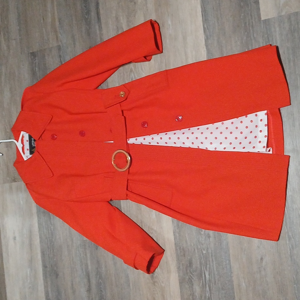 Vintage London Fog Limited Edition Coat Red/Orange Polka dot lining Size XS/S